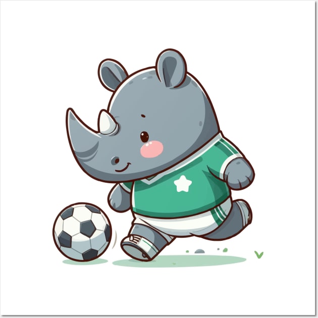 Rhino as Soccer player at Soccer Wall Art by fikriamrullah